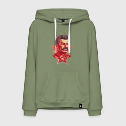 Толстовка-худи хлопковая мужская Граффити Сталин, цвет: авокадо
