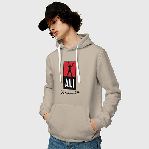Мужская толстовка-худи Muhammad Ali boxer / Миндальный – фото 3