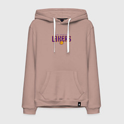Толстовка-худи хлопковая мужская Team Lakers, цвет: пыльно-розовый