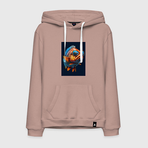 Мужская толстовка-худи Рыба карп в солнечных очках / Пыльно-розовый – фото 1