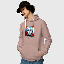 Толстовка-худи хлопковая мужская Andy Warhol - celebrity, цвет: пыльно-розовый — фото 2