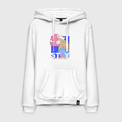 Толстовка-худи хлопковая мужская Девушка в наушниках stay true your self, цвет: белый