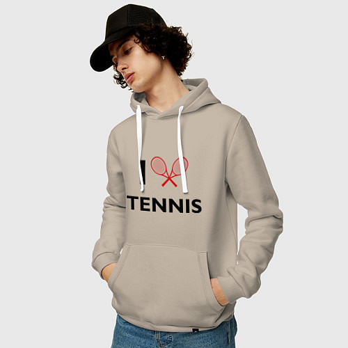 Мужская толстовка-худи I Love Tennis / Миндальный – фото 3