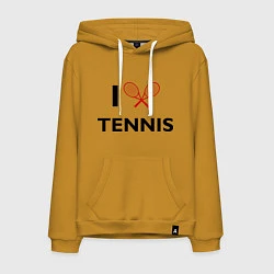 Толстовка-худи хлопковая мужская I Love Tennis, цвет: горчичный