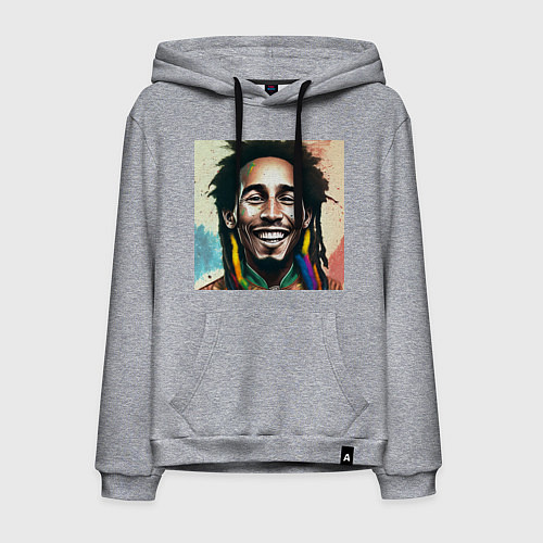 Мужская толстовка-худи Боб Марли полон счастья Арт новой школы / Меланж – фото 1