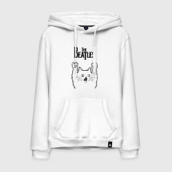 Толстовка-худи хлопковая мужская The Beatles - rock cat, цвет: белый