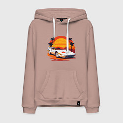 Толстовка-худи хлопковая мужская Ретро Феррари, цвет: пыльно-розовый