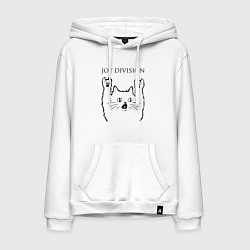 Толстовка-худи хлопковая мужская Joy Division - rock cat, цвет: белый