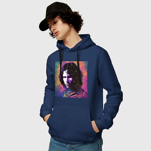 Мужская толстовка-худи Jim Morrison few color digital Art / Тёмно-синий – фото 3