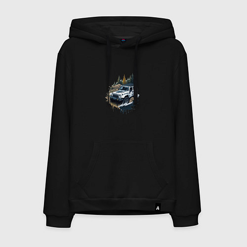 Мужская толстовка-худи На джипе по России / Черный – фото 1