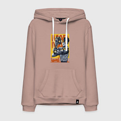 Толстовка-худи хлопковая мужская Безумный Макс - дорога ярости, цвет: пыльно-розовый