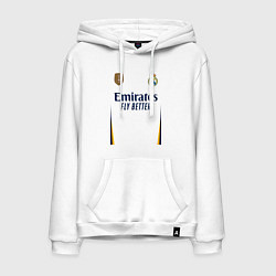 Толстовка-худи хлопковая мужская Винисиус Жуниор ФК Реал Мадрид форма 2324 домашняя, цвет: белый