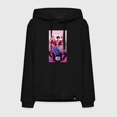 Мужская толстовка-худи BTS art anime style / Черный – фото 1