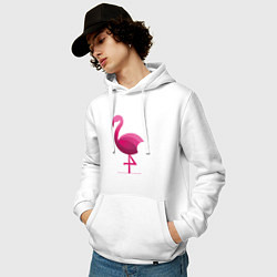 Толстовка-худи хлопковая мужская Фламинго минималистичный, цвет: белый — фото 2