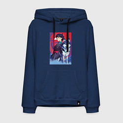 Толстовка-худи хлопковая мужская Девочка со своим другом волком - аниме, цвет: тёмно-синий
