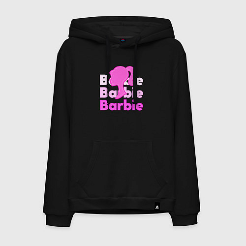 Мужская толстовка-худи Логотип Барби объемный / Черный – фото 1