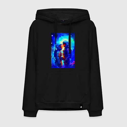 Мужская толстовка-худи Космическая любовь - нейросеть / Черный – фото 1