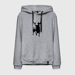 Толстовка-худи хлопковая мужская Бык анфас, цвет: меланж
