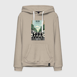 Толстовка-худи хлопковая мужская Skibidi toilet Beatles cameramen, цвет: миндальный