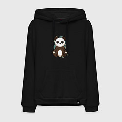 Толстовка-худи хлопковая мужская Странная панда, цвет: черный