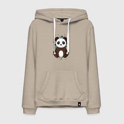 Толстовка-худи хлопковая мужская Странная панда, цвет: миндальный