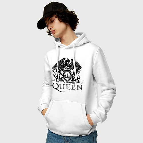 Мужская толстовка-худи Queen - logo / Белый – фото 3