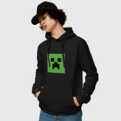 Толстовка-худи хлопковая мужская Minecraft creeper face, цвет: черный — фото 2