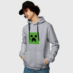 Толстовка-худи хлопковая мужская Minecraft creeper face, цвет: меланж — фото 2