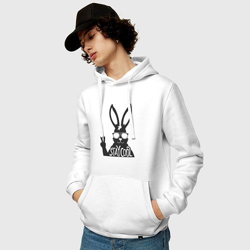 Мужская толстовка-худи Stay cool rabbit / Белый – фото 3