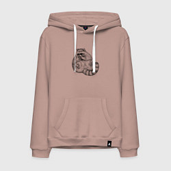 Толстовка-худи хлопковая мужская Енот жирдяй, цвет: пыльно-розовый