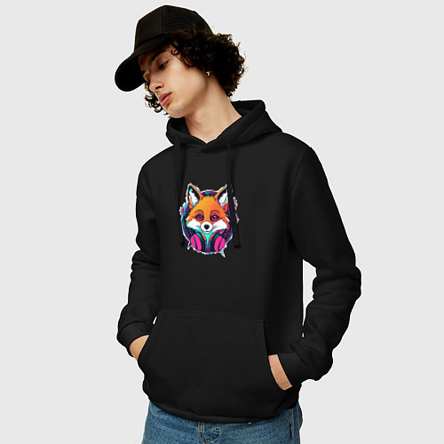 Мужская толстовка-худи Neon fox / Черный – фото 3