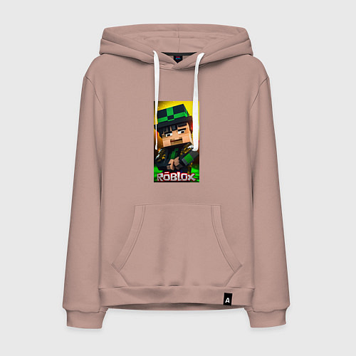 Мужская толстовка-худи Roblox green man / Пыльно-розовый – фото 1