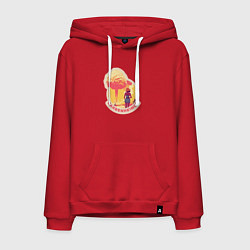 Толстовка-худи хлопковая мужская Барби смотрит на гриб - Барбигеймер, цвет: красный