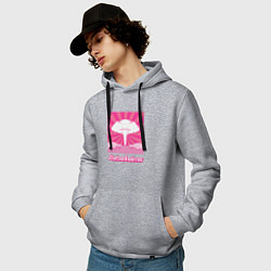 Толстовка-худи хлопковая мужская Розовый гриб - Барбигеймер, цвет: меланж — фото 2