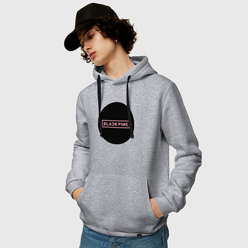 Мужская толстовка-худи Black pink - logotype - group - South Korea / Меланж – фото 3