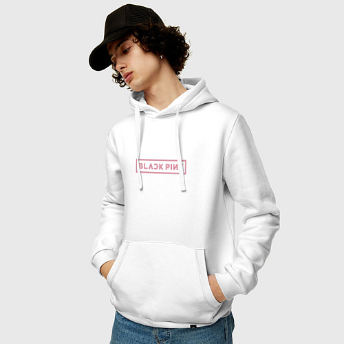 Мужская толстовка-худи Black pink - logotype - South Korea / Белый – фото 3