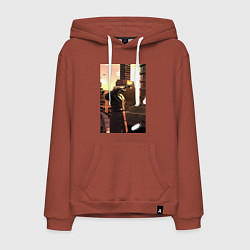Толстовка-худи хлопковая мужская Cameraman, цвет: кирпичный