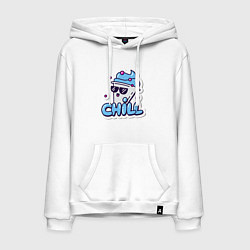 Толстовка-худи хлопковая мужская Отдых chill, цвет: белый