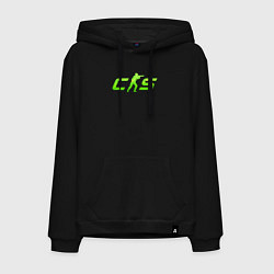 Толстовка-худи хлопковая мужская CS2 green logo, цвет: черный
