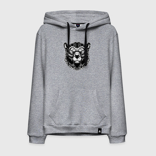 Мужская толстовка-худи Медвежья голова / Меланж – фото 1