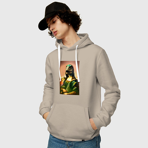 Мужская толстовка-худи Mona Lisa rex - neural network / Миндальный – фото 3