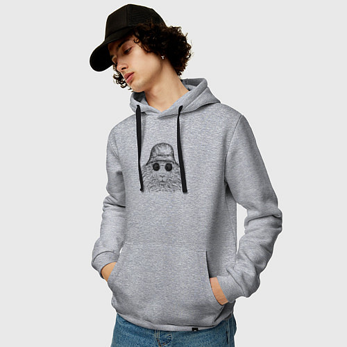 Мужская толстовка-худи Морская свинка в панаме / Меланж – фото 3