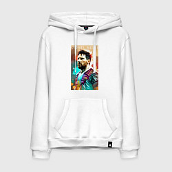 Толстовка-худи хлопковая мужская Lionel Messi - football - striker, цвет: белый