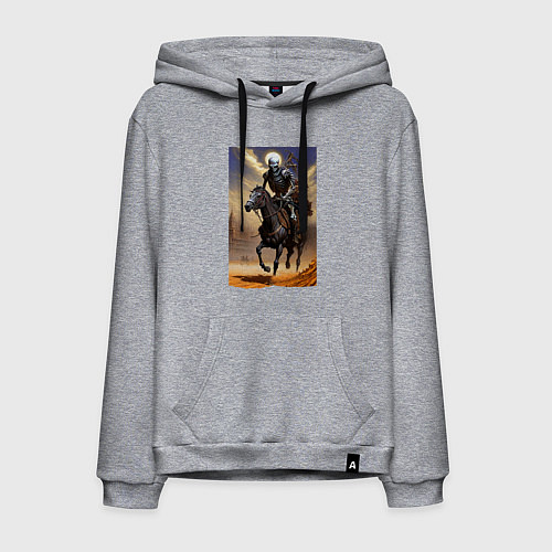 Мужская толстовка-худи Всадник апокалипсиса - нейросеть / Меланж – фото 1