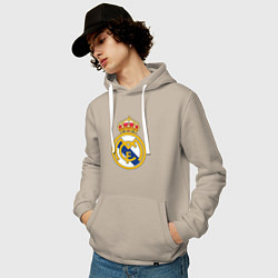 Толстовка-худи хлопковая мужская Real madrid fc sport, цвет: миндальный — фото 2