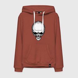 Толстовка-худи хлопковая мужская Череп инопланетянина с большими глазами, цвет: кирпичный