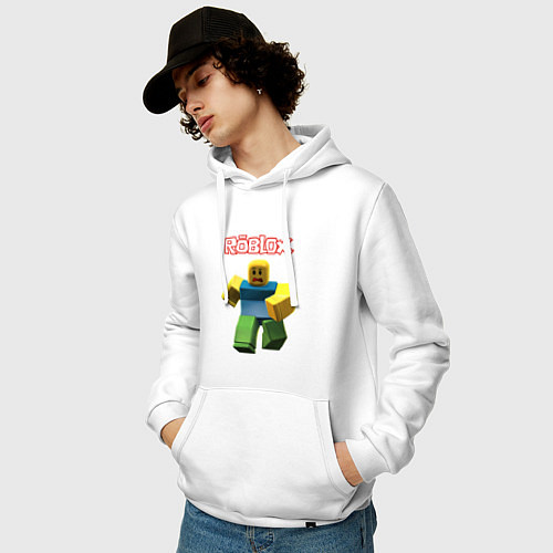 Мужская толстовка-худи Roblox бегущий персонаж / Белый – фото 3