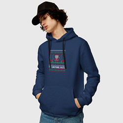 Толстовка-худи хлопковая мужская Ugly lawn mowing sweater, цвет: тёмно-синий — фото 2