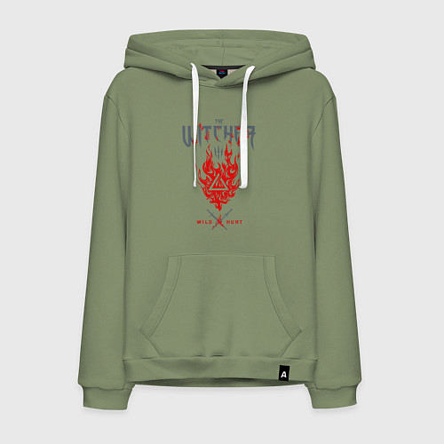 Мужская толстовка-худи Ведьмак - знак Игни / Авокадо – фото 1