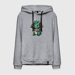 Толстовка-худи хлопковая мужская Дракон новогодней мечты 2024, цвет: меланж